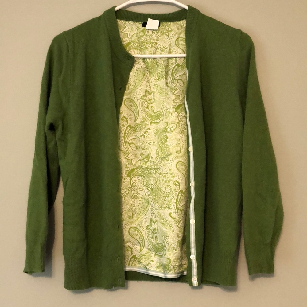 J. Crew Green Wool Cardigan